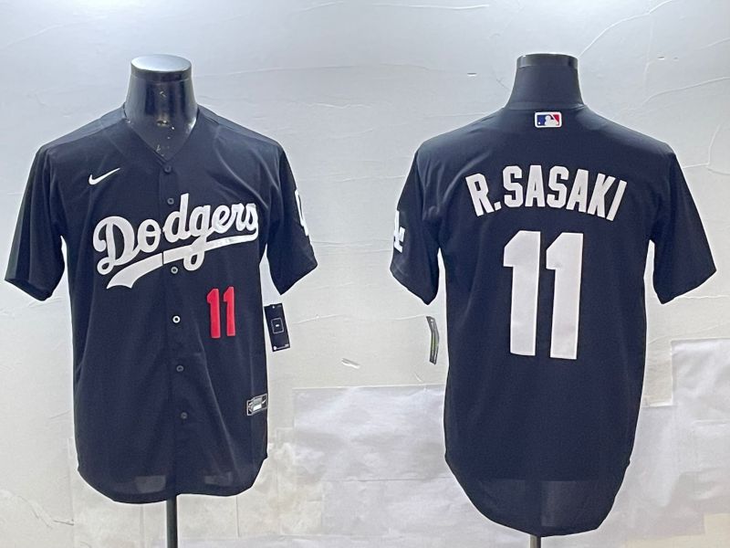 Men Los Angeles Dodgers #11 R.Sasaki Black Game 2025 Nike MLB Jersey style 2->los angeles dodgers->MLB Jersey